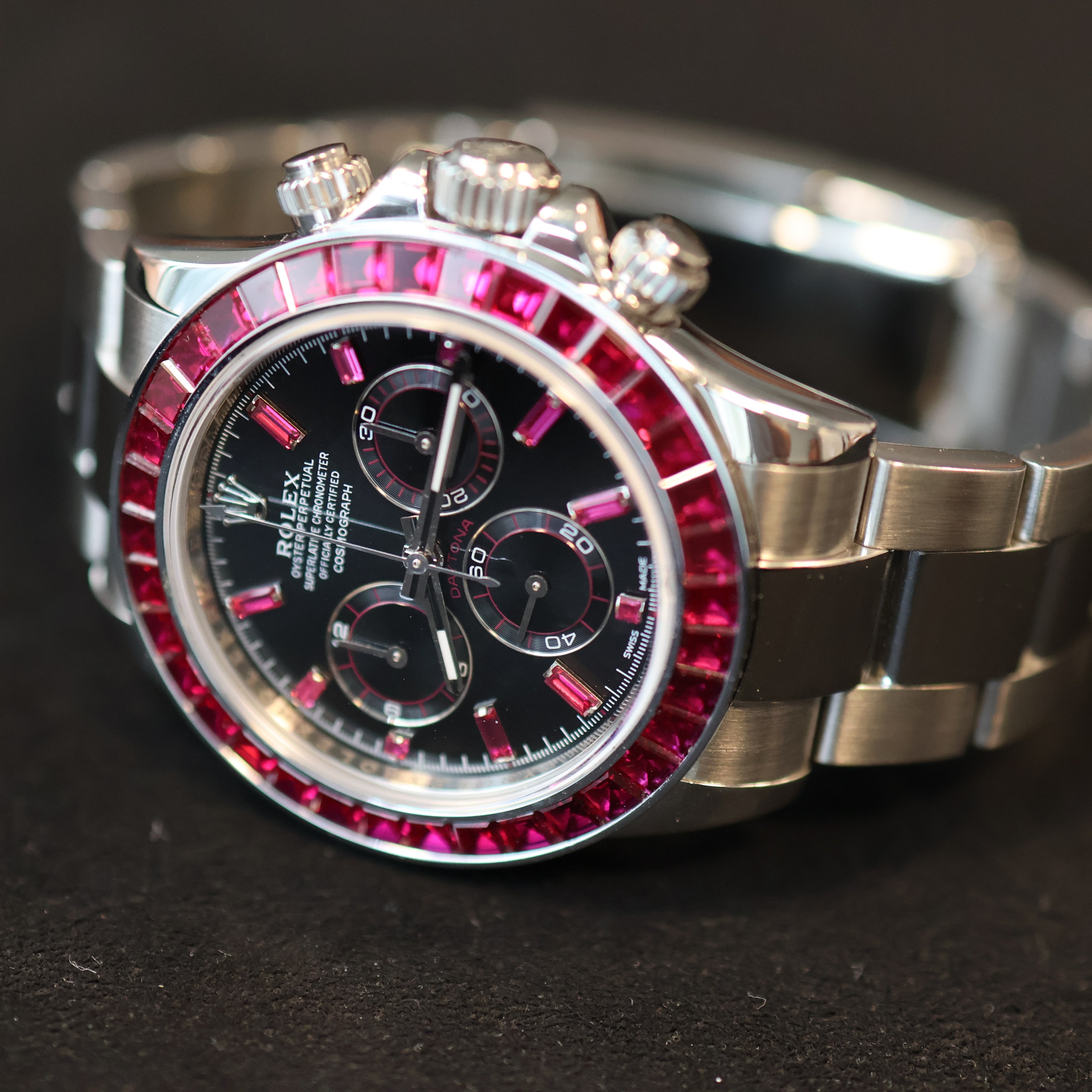 Rolex Daytona Black Dial Custom Rubis 116520