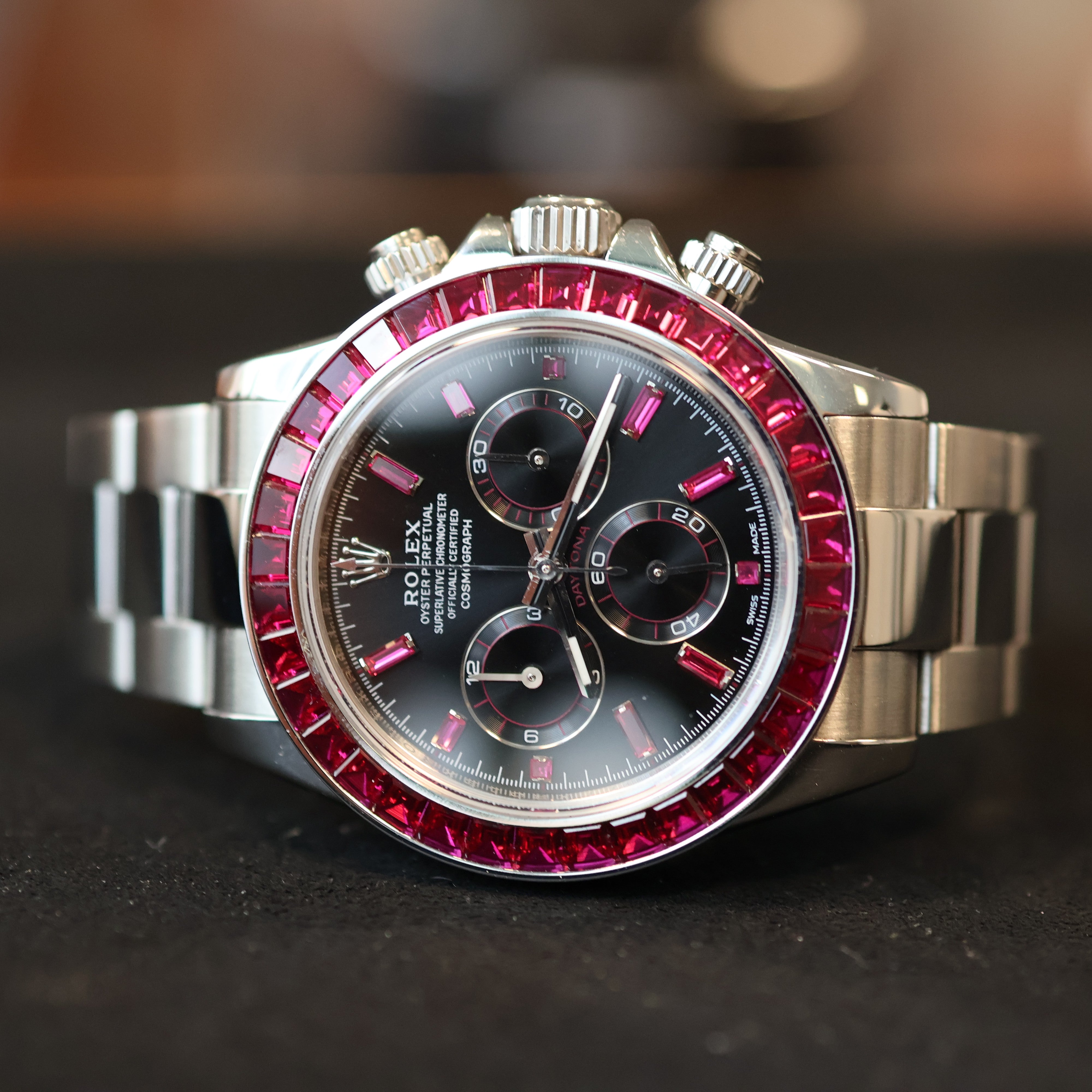 Rolex Daytona Black Dial Custom Rubis 116520