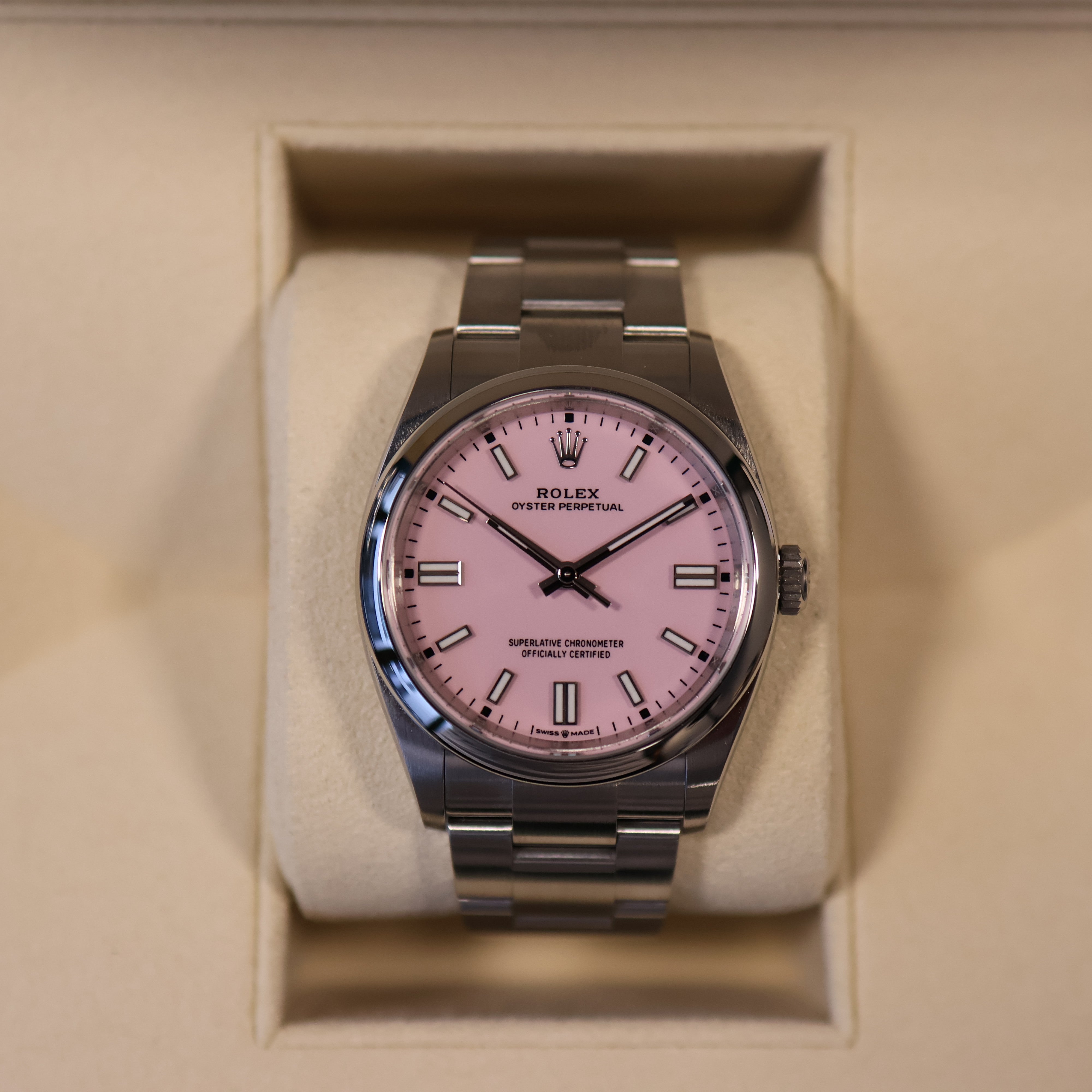 Rolex Oyster Perpetual Pink Dial 126000