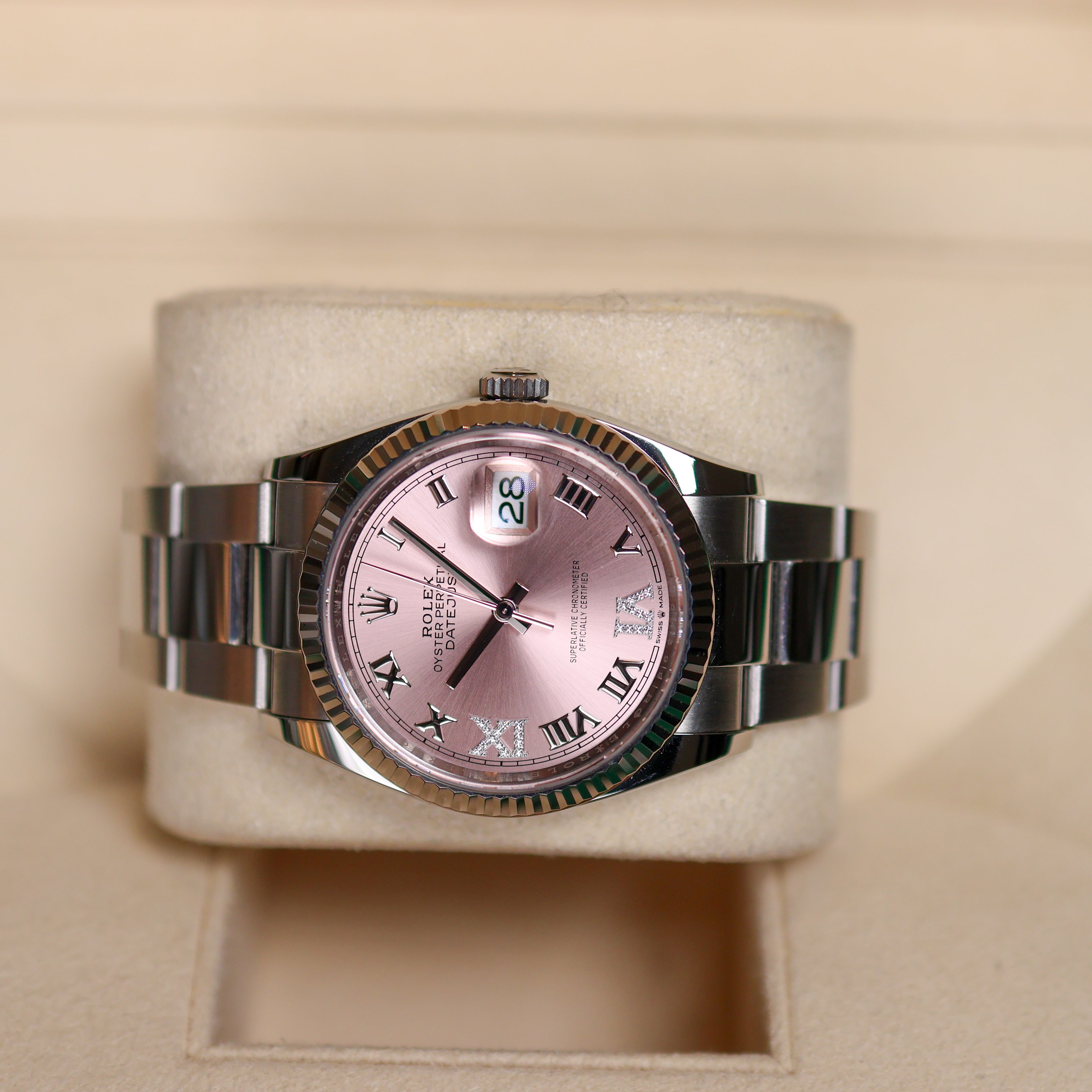 Rolex Datejust Pink Roman Dial Oyster 126234