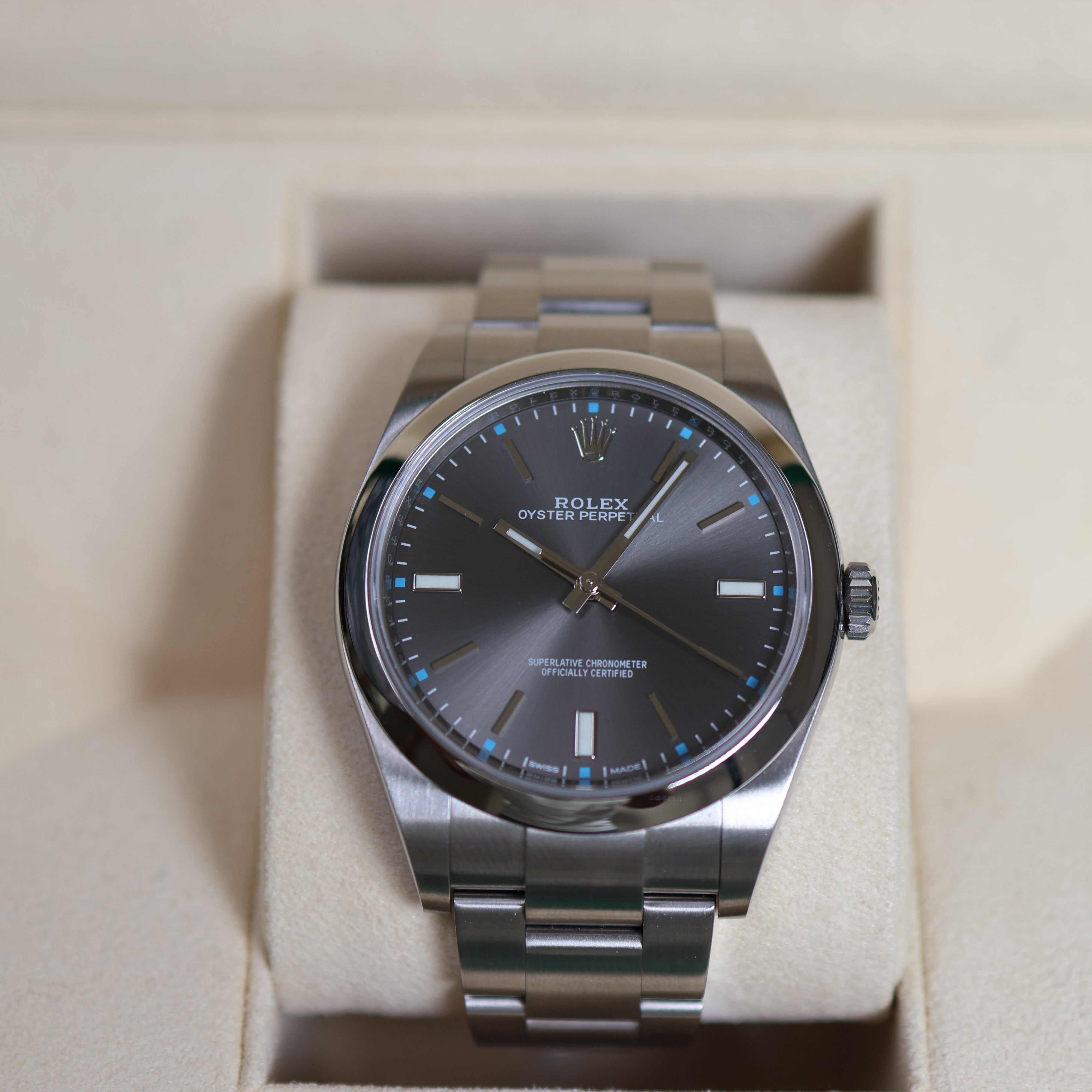 Rolex Oyster Perpetual Grey Dial 114300