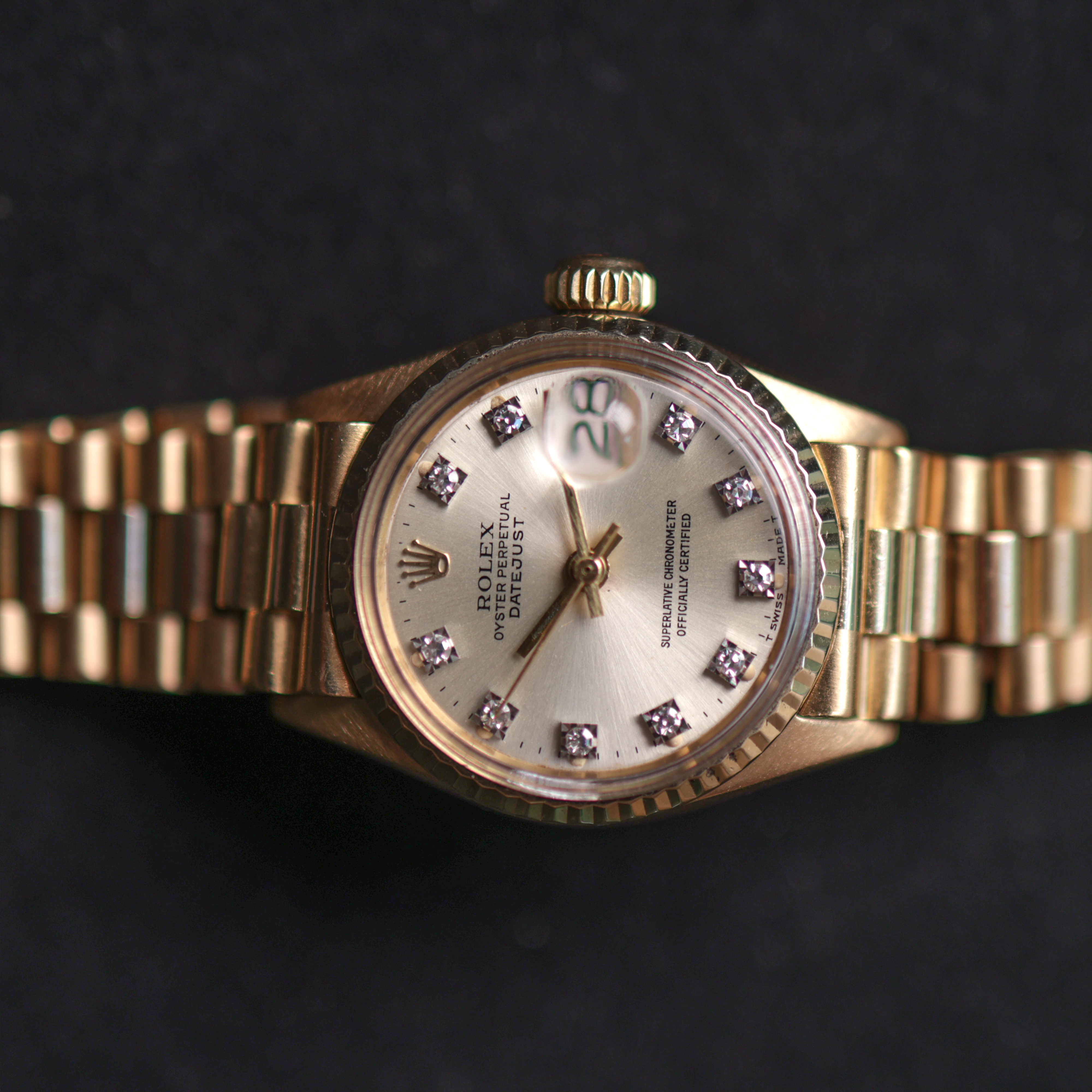 Rolex Lady Datejust Yellow Gold Champagne Diamond Dial 6516