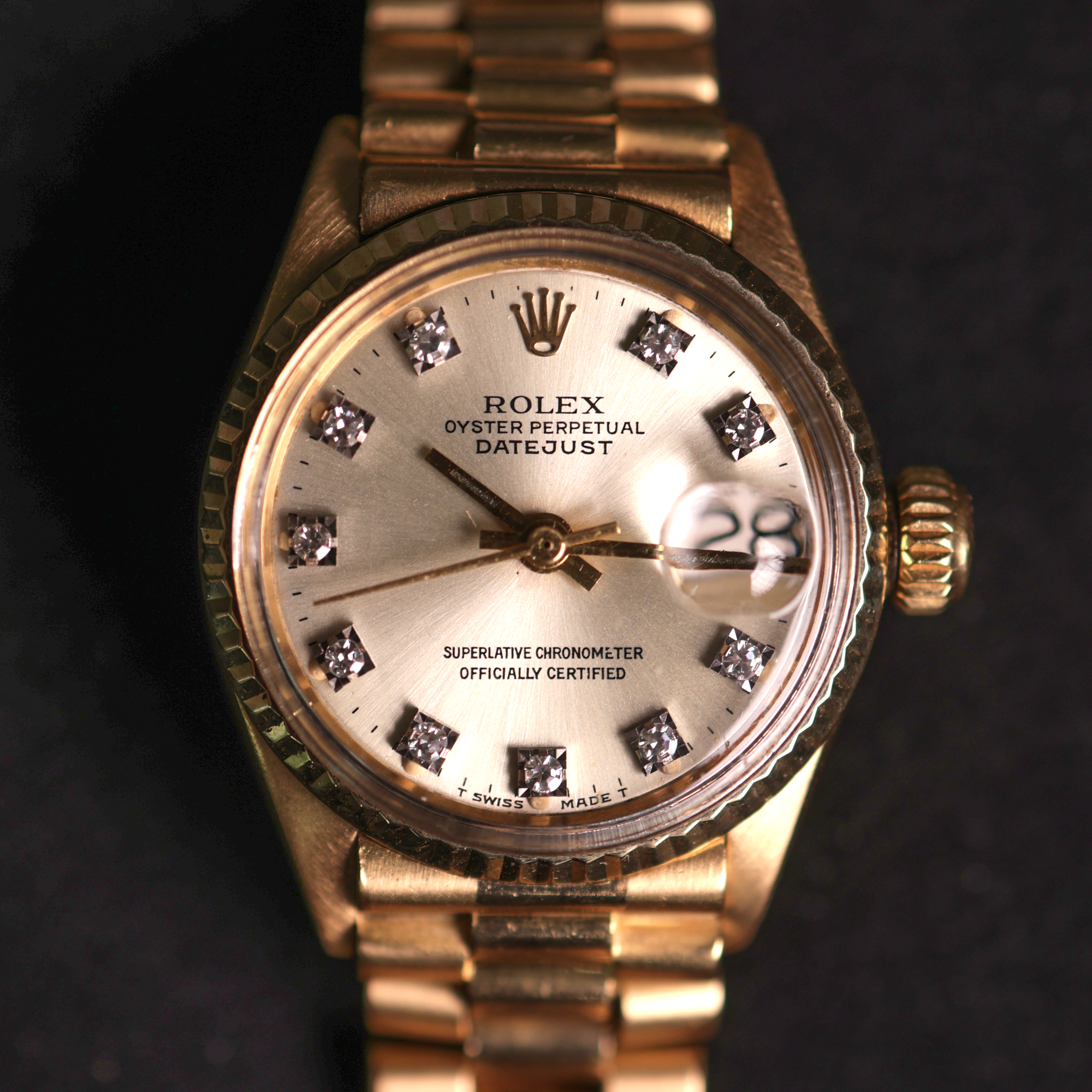 Rolex Lady Datejust Yellow Gold Champagne Diamond Dial 6516