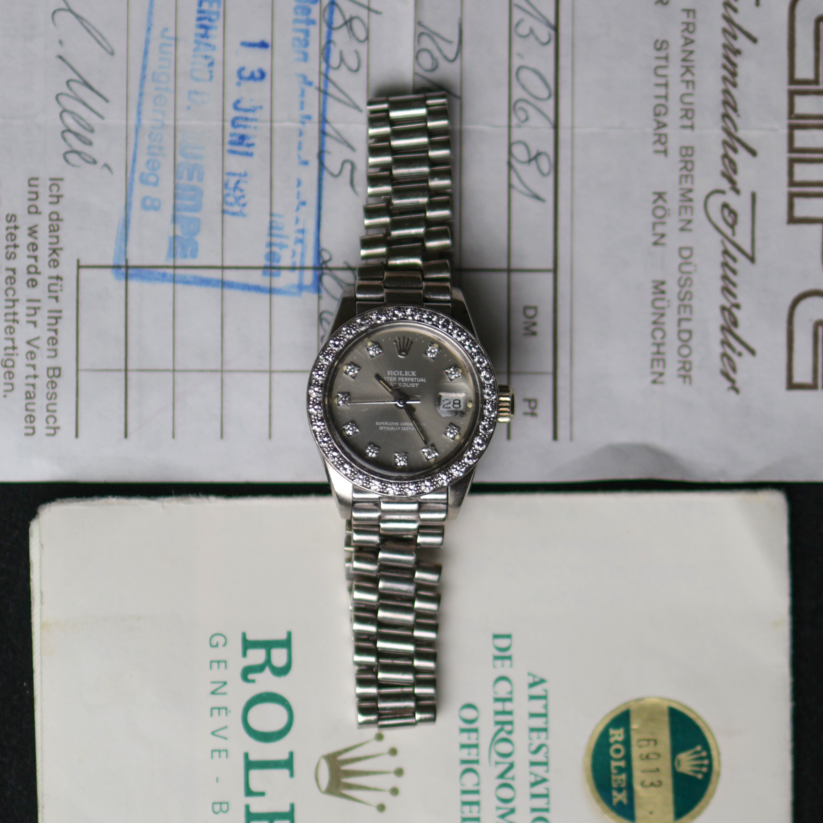 Rolex Lady Datejust White Gold Factory Diamonds 6913