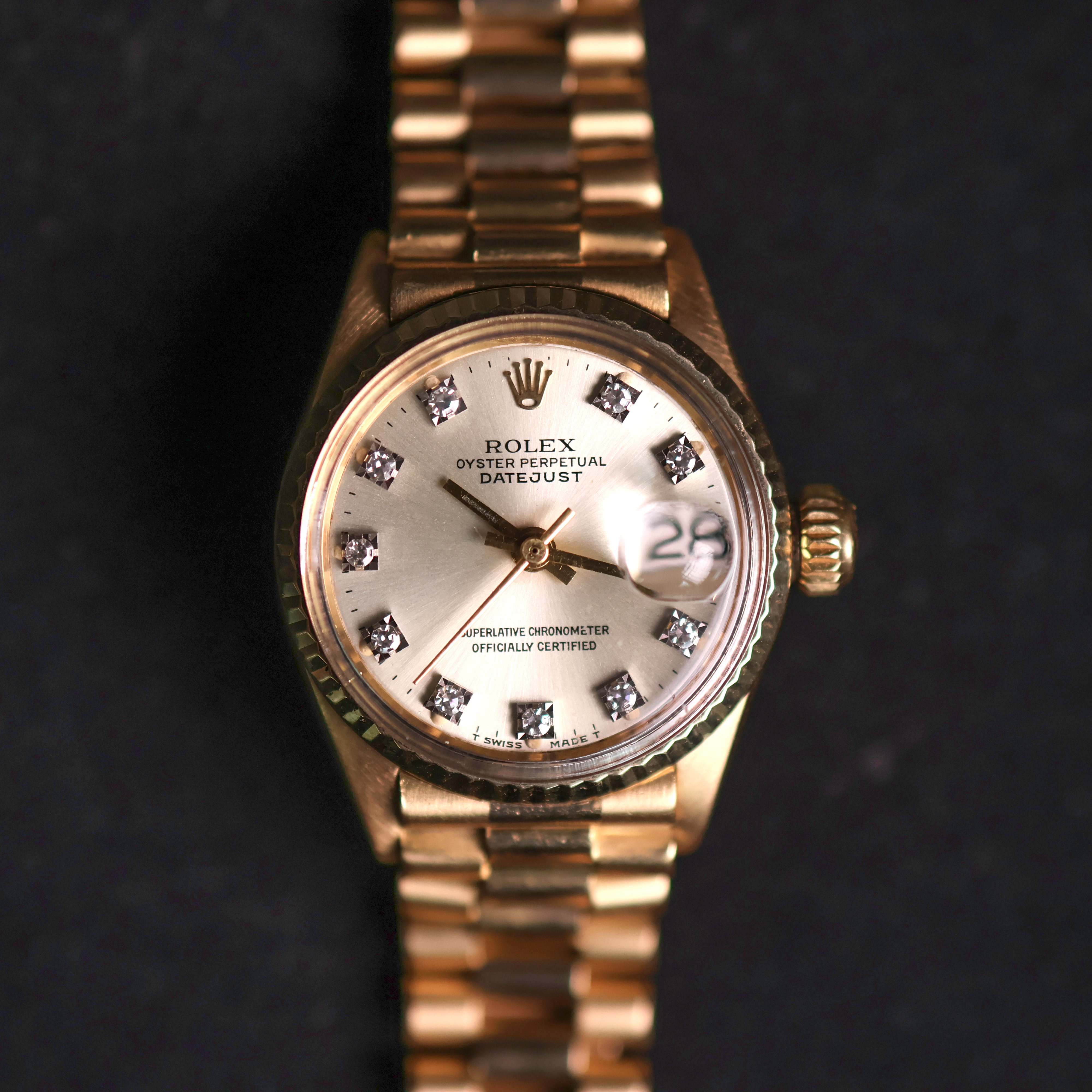 Rolex Lady Datejust Yellow Gold Champagne Diamond Dial 6516